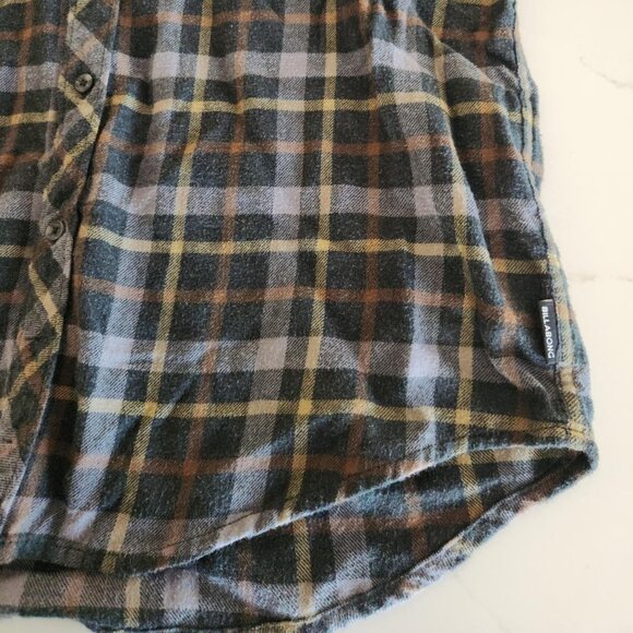 Billabong Sz M Flannel Plaid Button Up Long Sleeve Shirt Outdoors Skater Men's - Picture 6 of 10